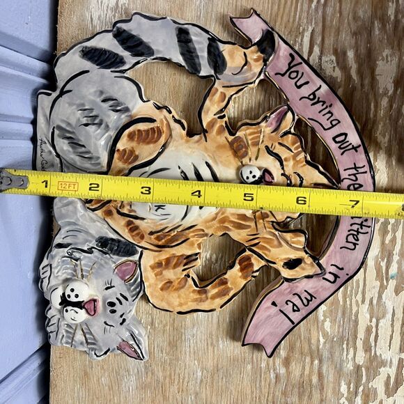 Vtg You Bring Out The Kitten In Me Blue Sky Ceramic Cat Wall Art Goldminc 2002 - Picture 5 of 16